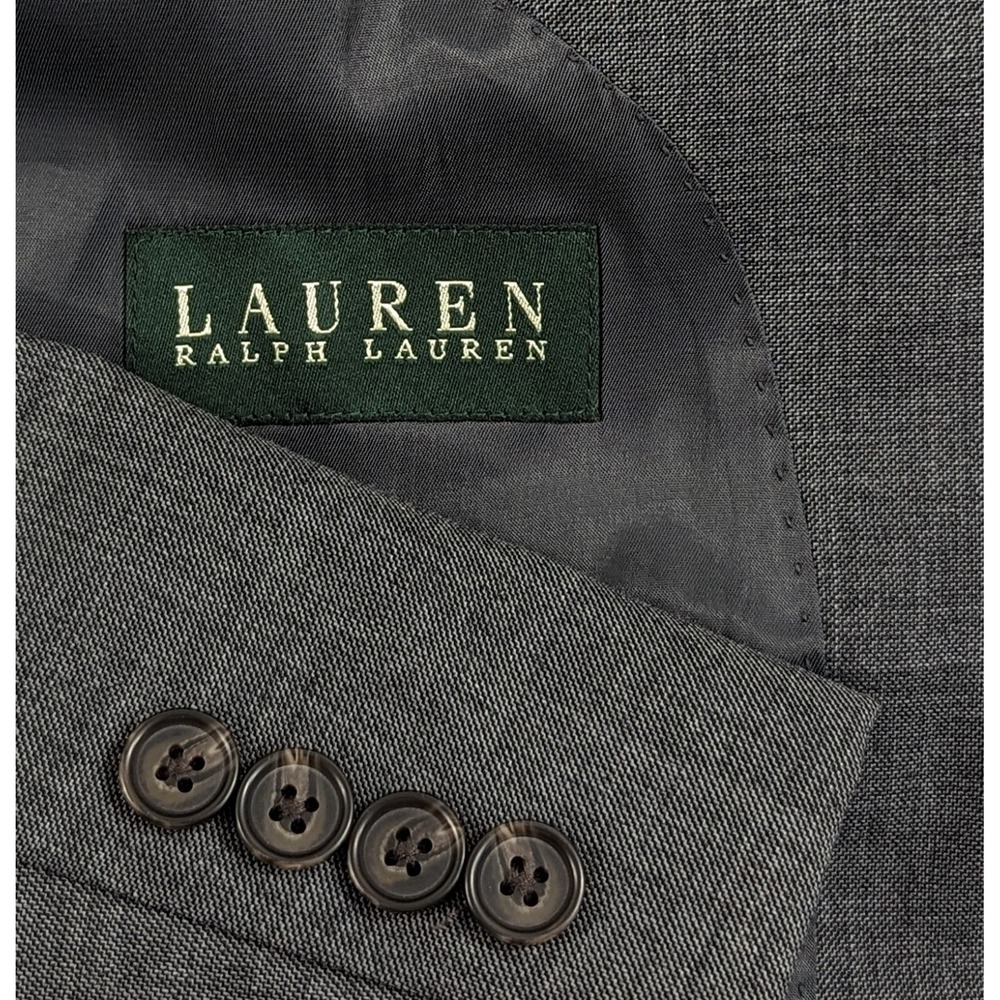 LAUREN Ralph Lauren Gray Crosshatch 100% Wool Sport Coat Blazer 42L 2 Button